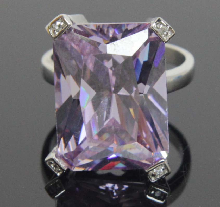 Sterling Silver Amethyst CZ Ring Size 8