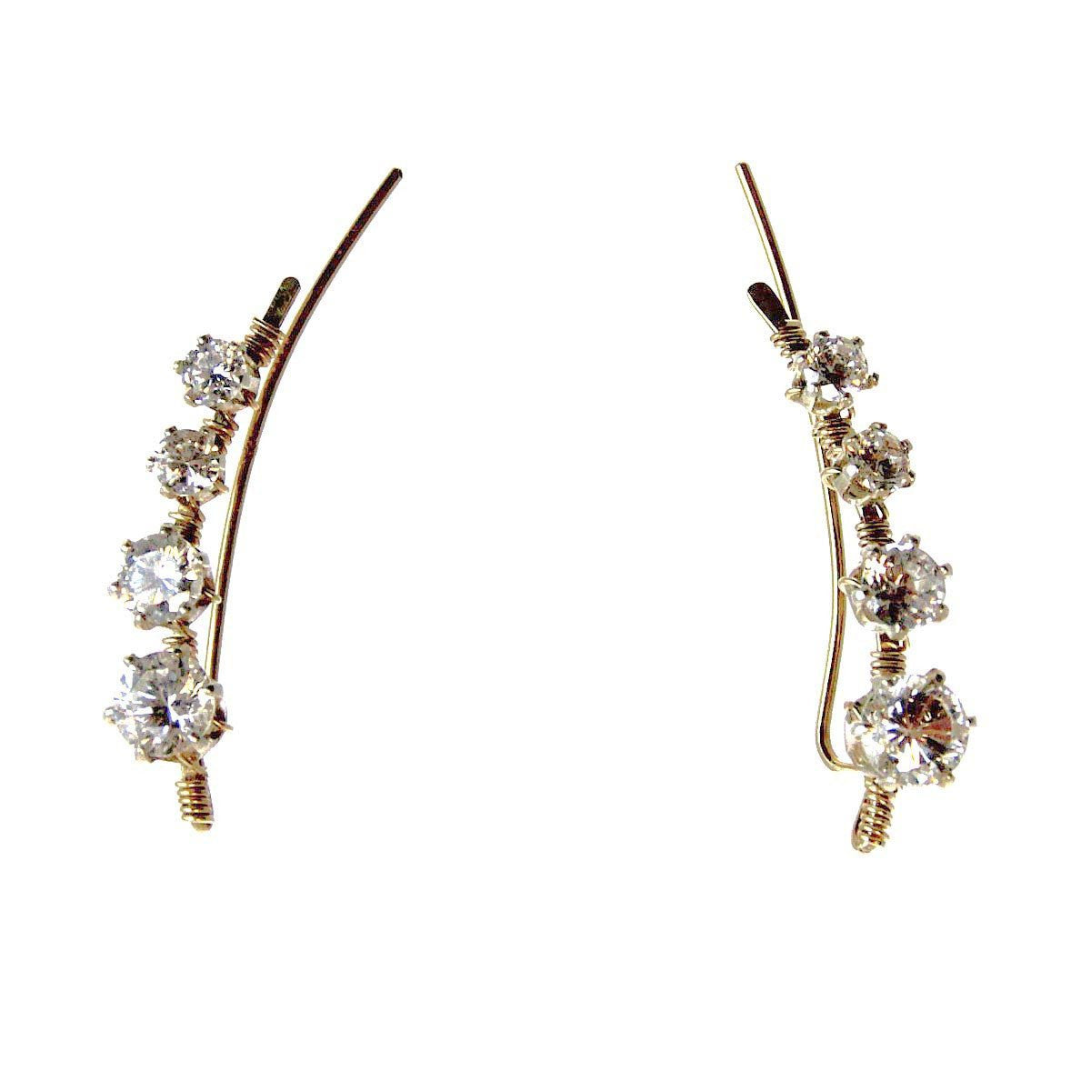 Ear Vine, Gold with Cubic Zirconia