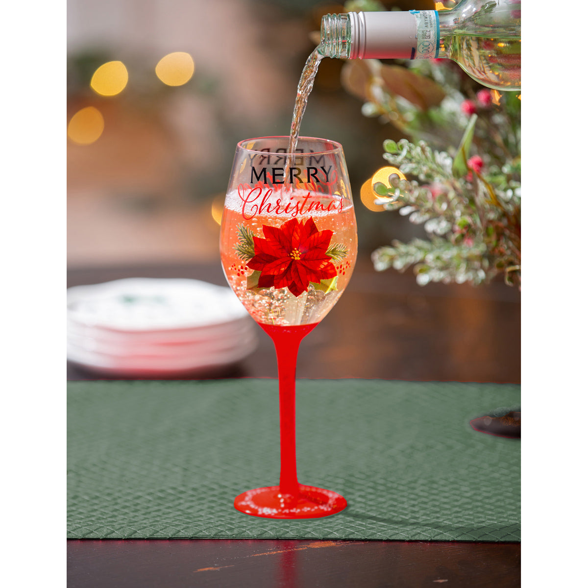 Stemmed Wine Glass, w/ Box, Joyful Noel
