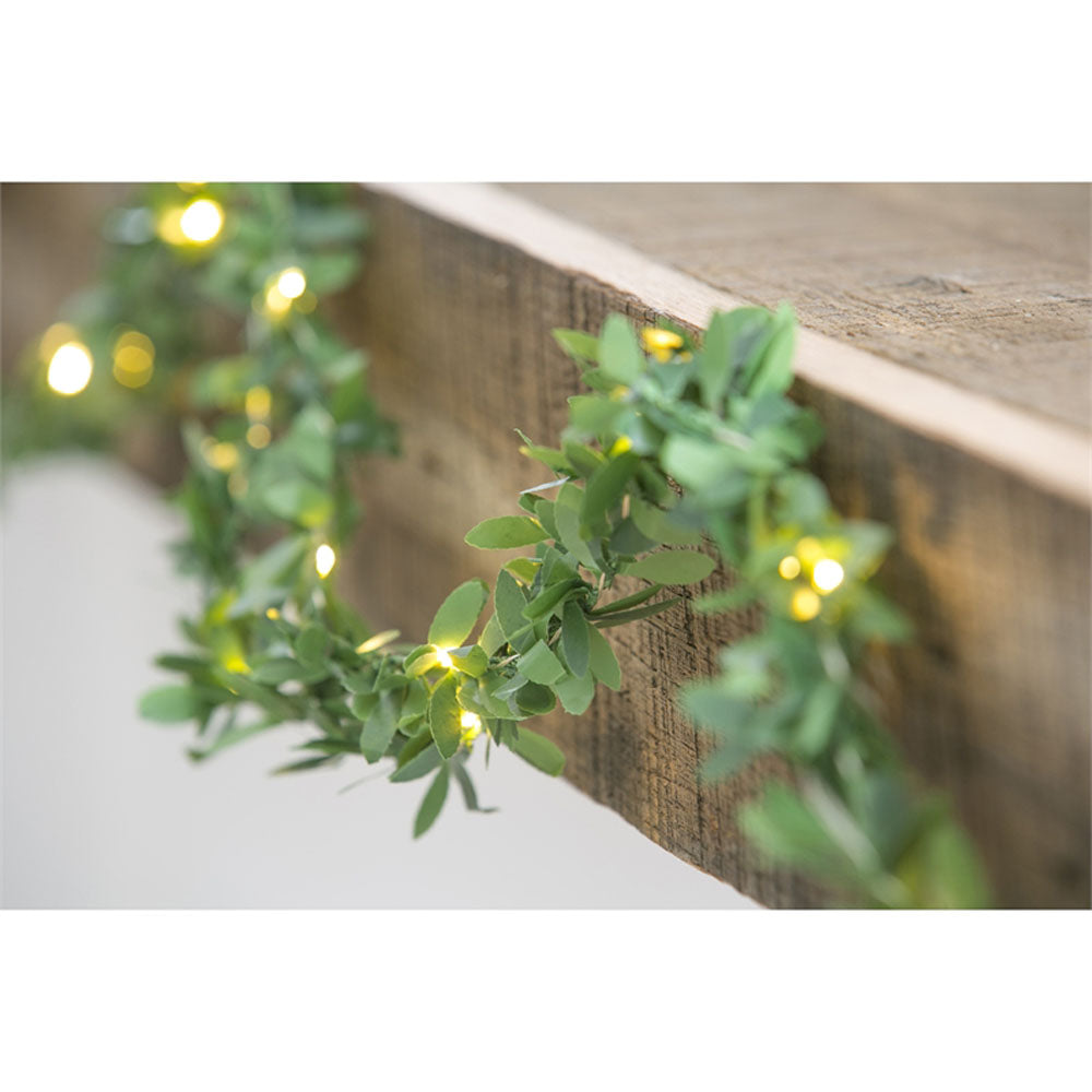 Green Leaf Rattan String Light w/ 50 LED lights & Timer Function, 16"