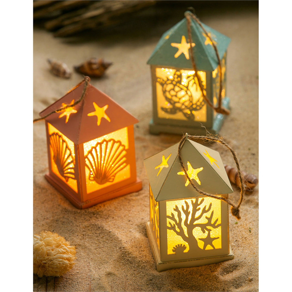 Coastal LED Lantern Ornaments
