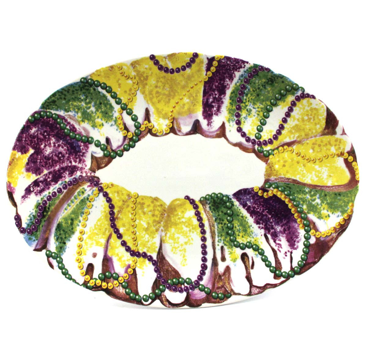 King Cake Mardi Gras 16" Oval Platter