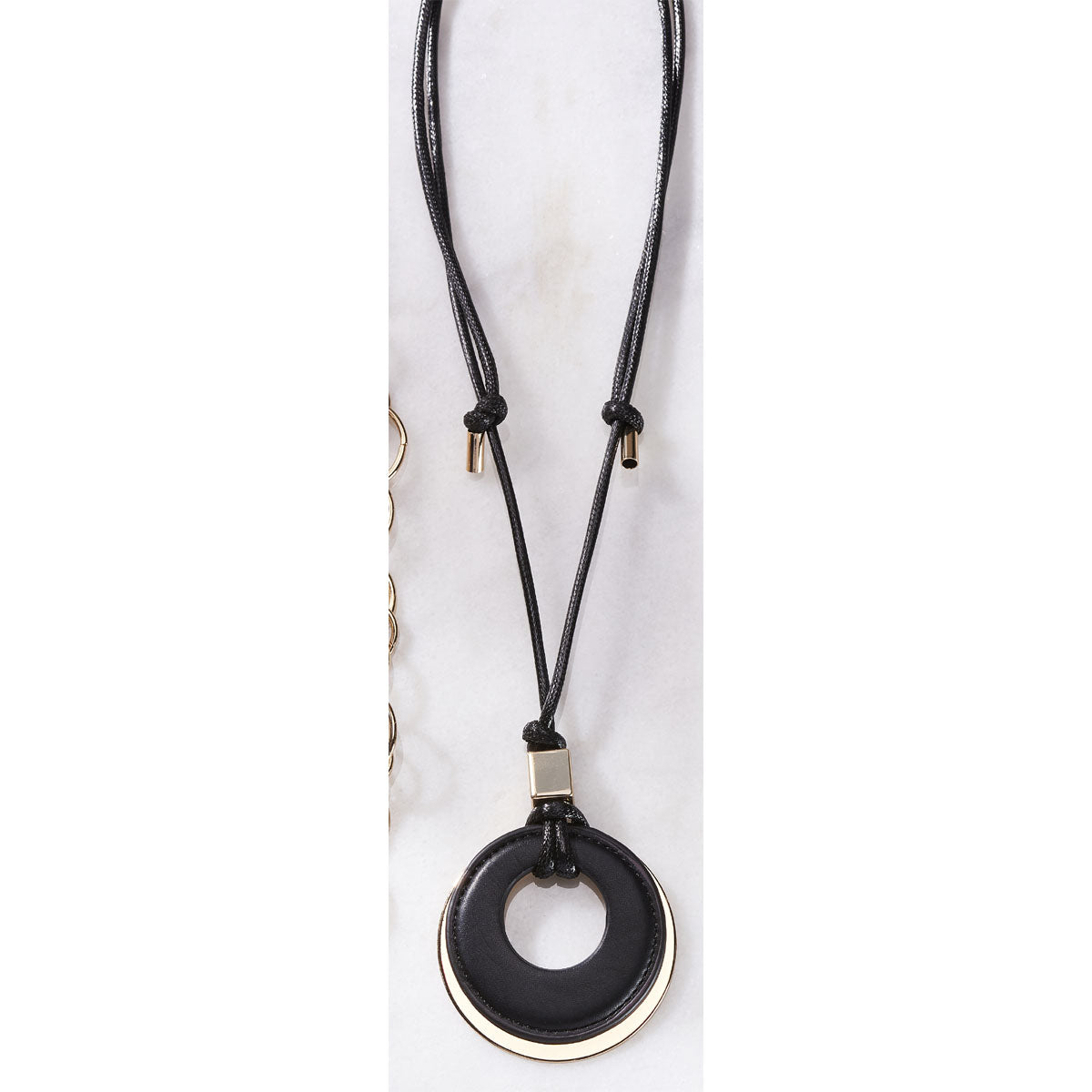 Charlie Paige Gold Necklace w/black leather