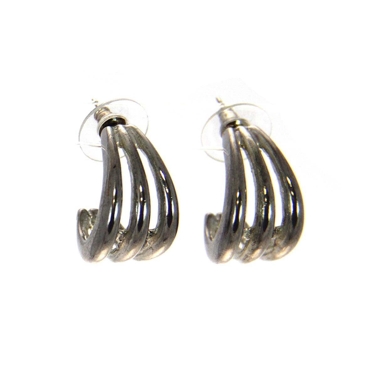 Silver Triple Loop Earrings