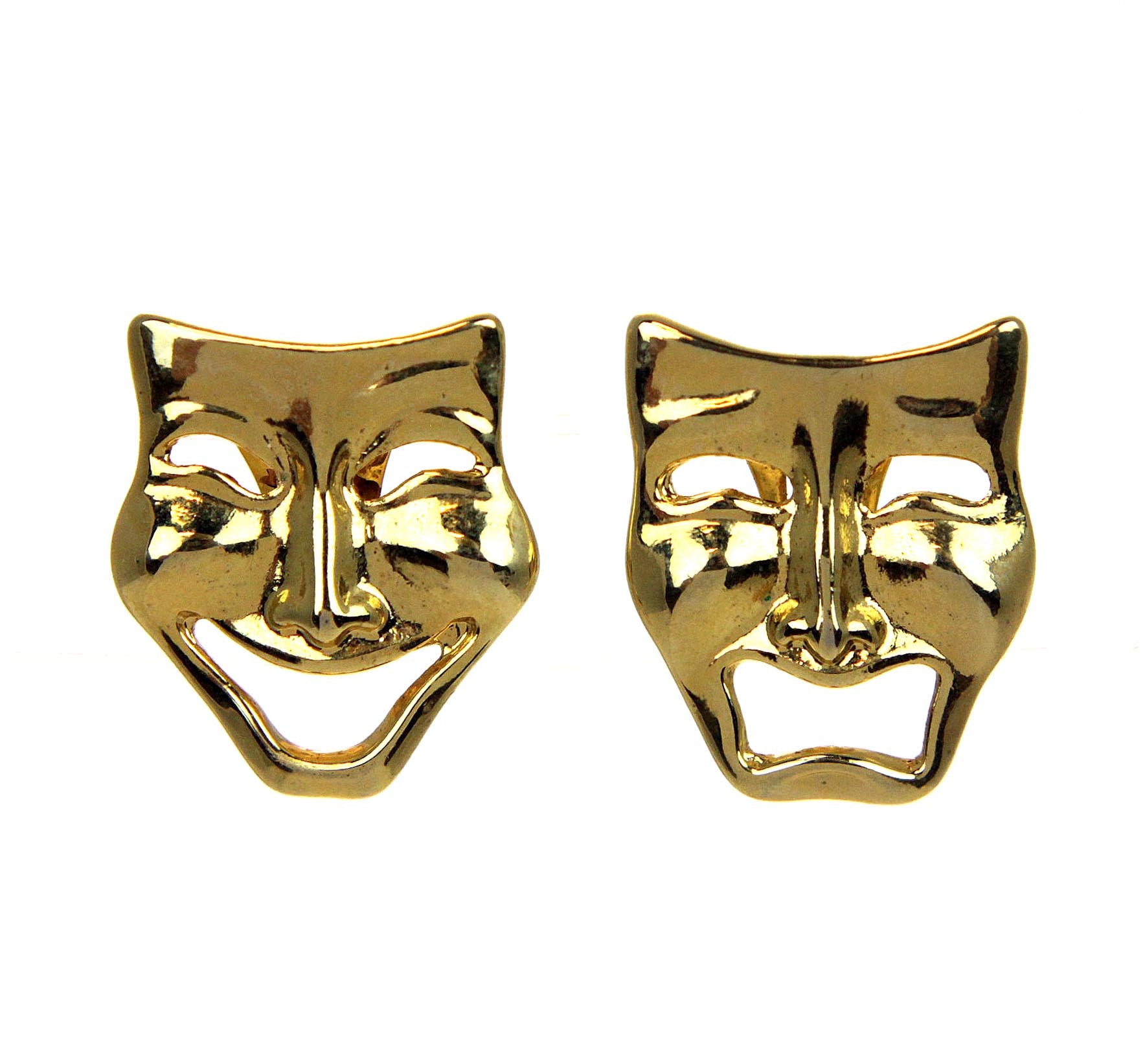 Comedy & Tragedy Mask Clip Earrings