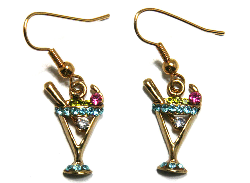 Martini Earrings, Aquamarine Gold