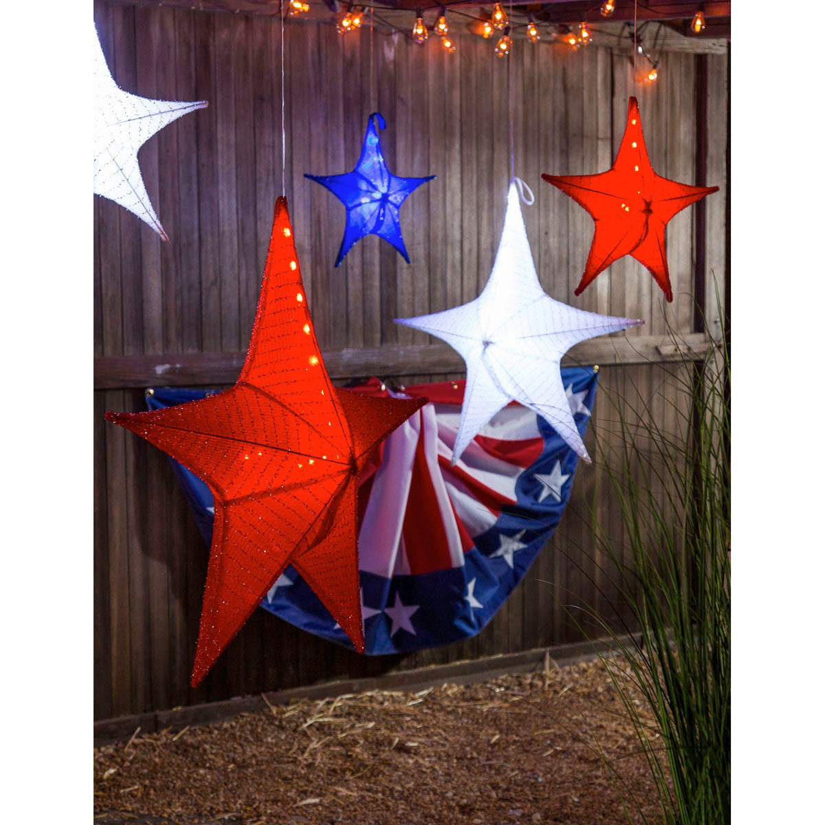 LED Lighted Fabric Star, White, Small
