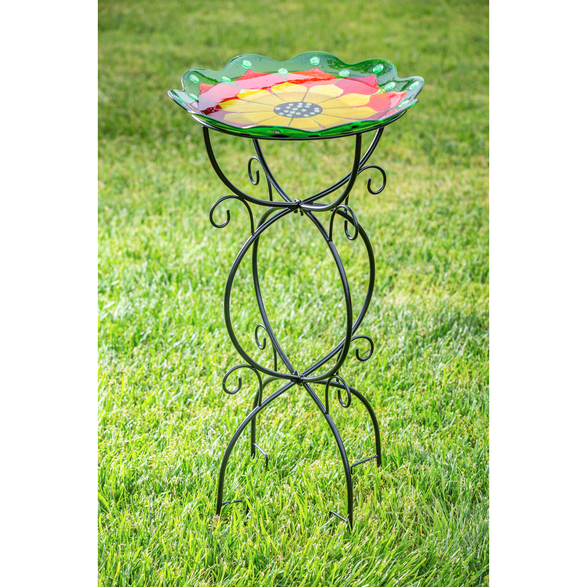 Metal Trellis Bird Bath Stand, Scroll