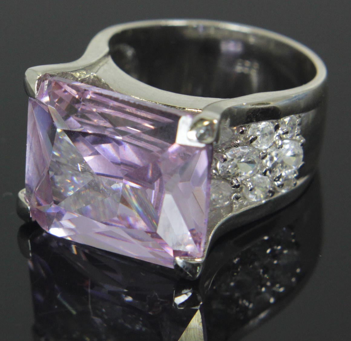 Sterling Silver Amethyst CZ Ring Size 8