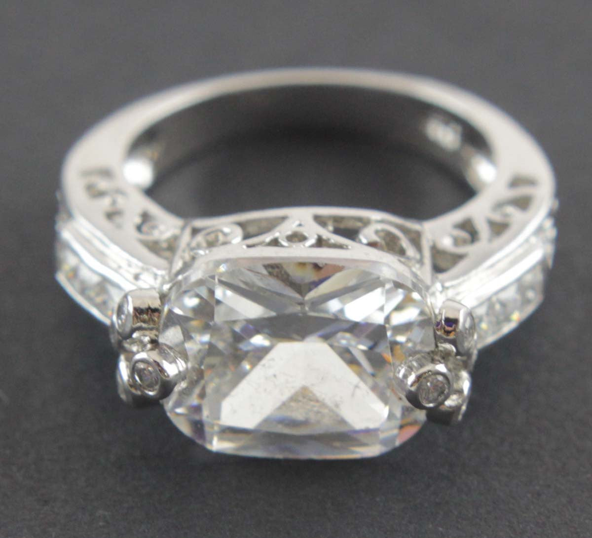 Sterling Silver Diamond Zirconia Ring Size 6