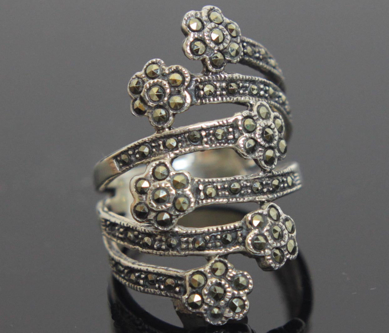 Sterling Silver Marcasite Size 6.5