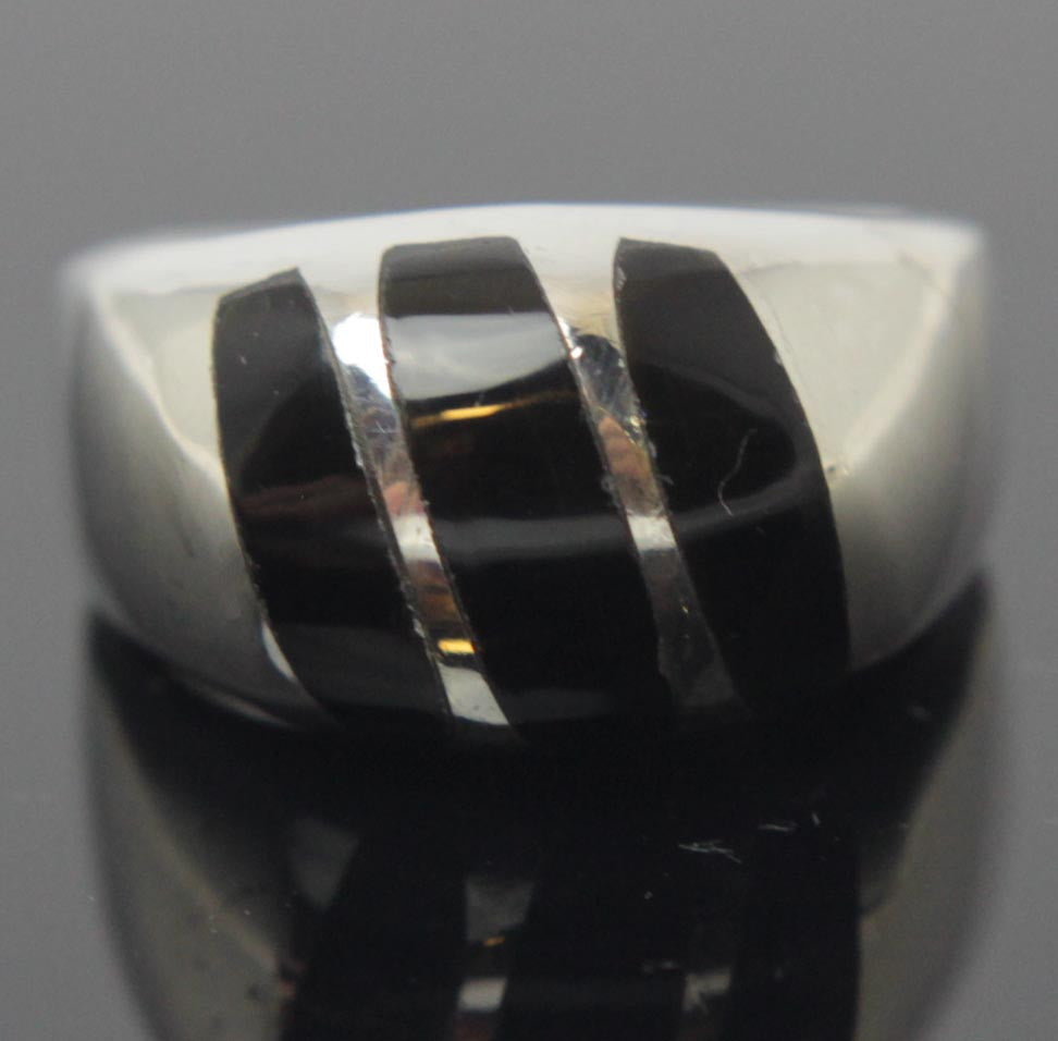 Sterling Silver Onyx Ring Size 9