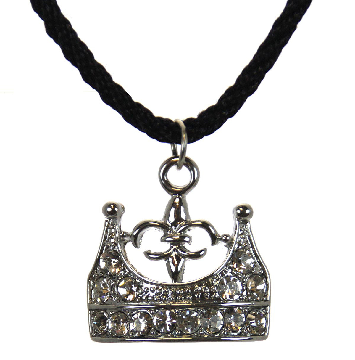 Crown Pendant on a Black Necklace