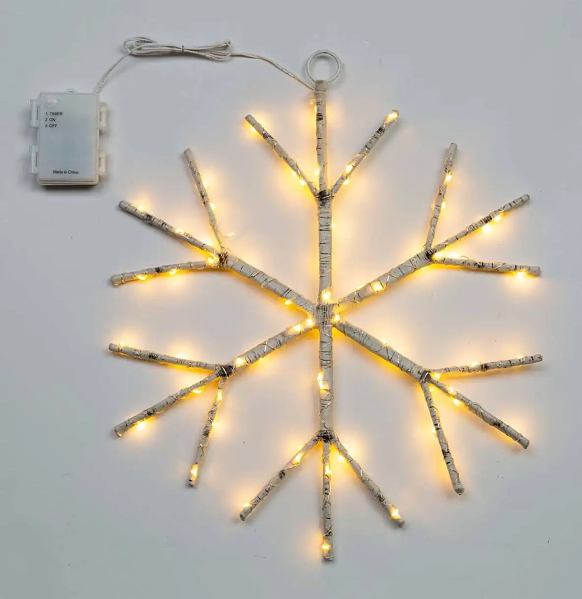 Lighted Birch Branch Snowflake Hanging Accent