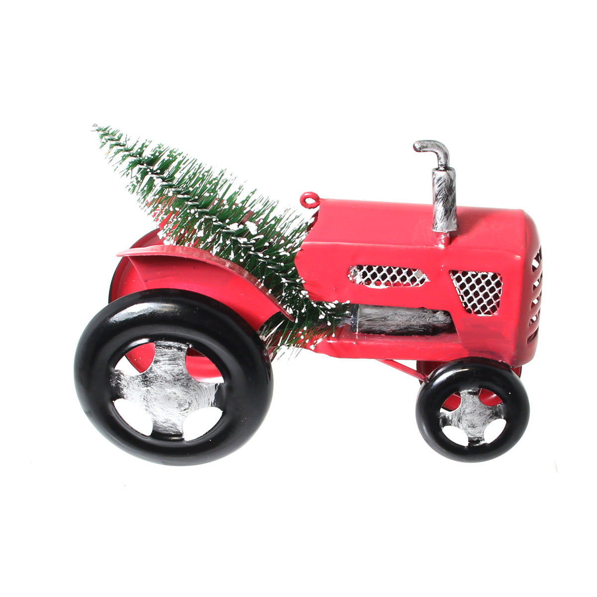 Red Metal Tractor w/ Tree