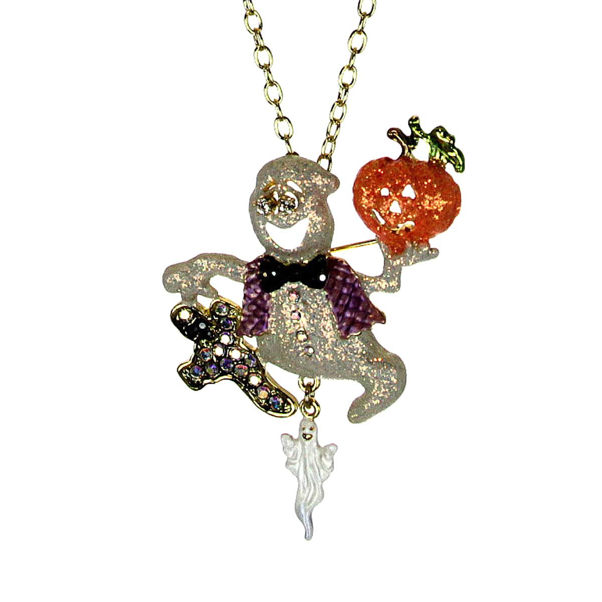 Kirks Folly Boo Boo Ghost Pin/Pendant & Matching Necklace