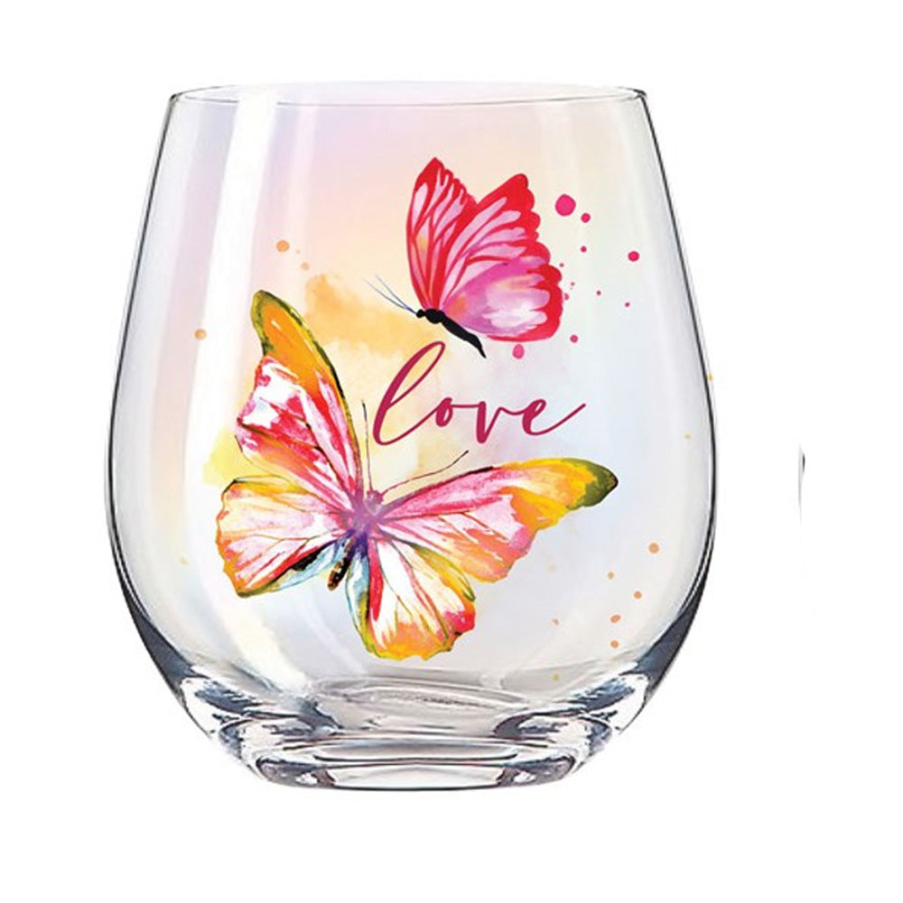 Fancy Butterfly - Stemless Wine Glass