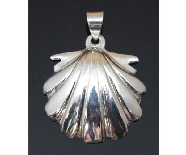 Scalloped Shell Pendant Sterling Silver