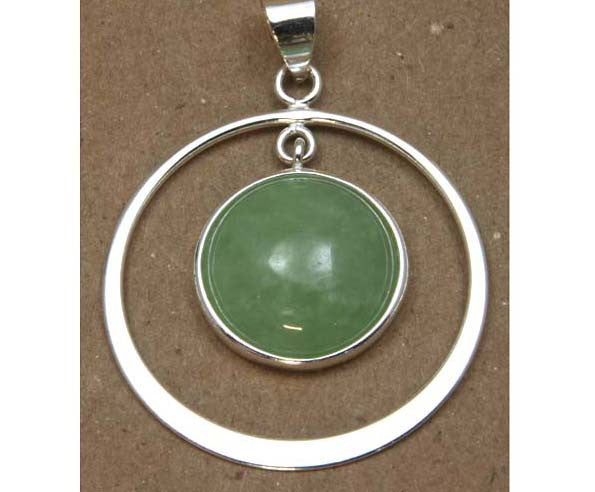 Sterling Silver Jade Circle Pendant