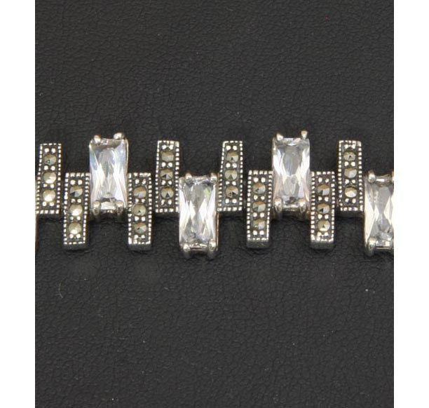 Sterling Silver Bracelet Cz's & Marcasite