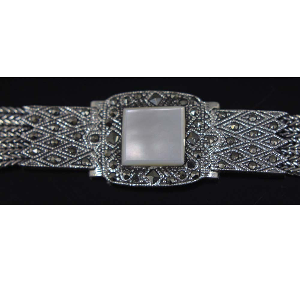 Sterling Silver Bracelet Mother of Pearl 7.5"