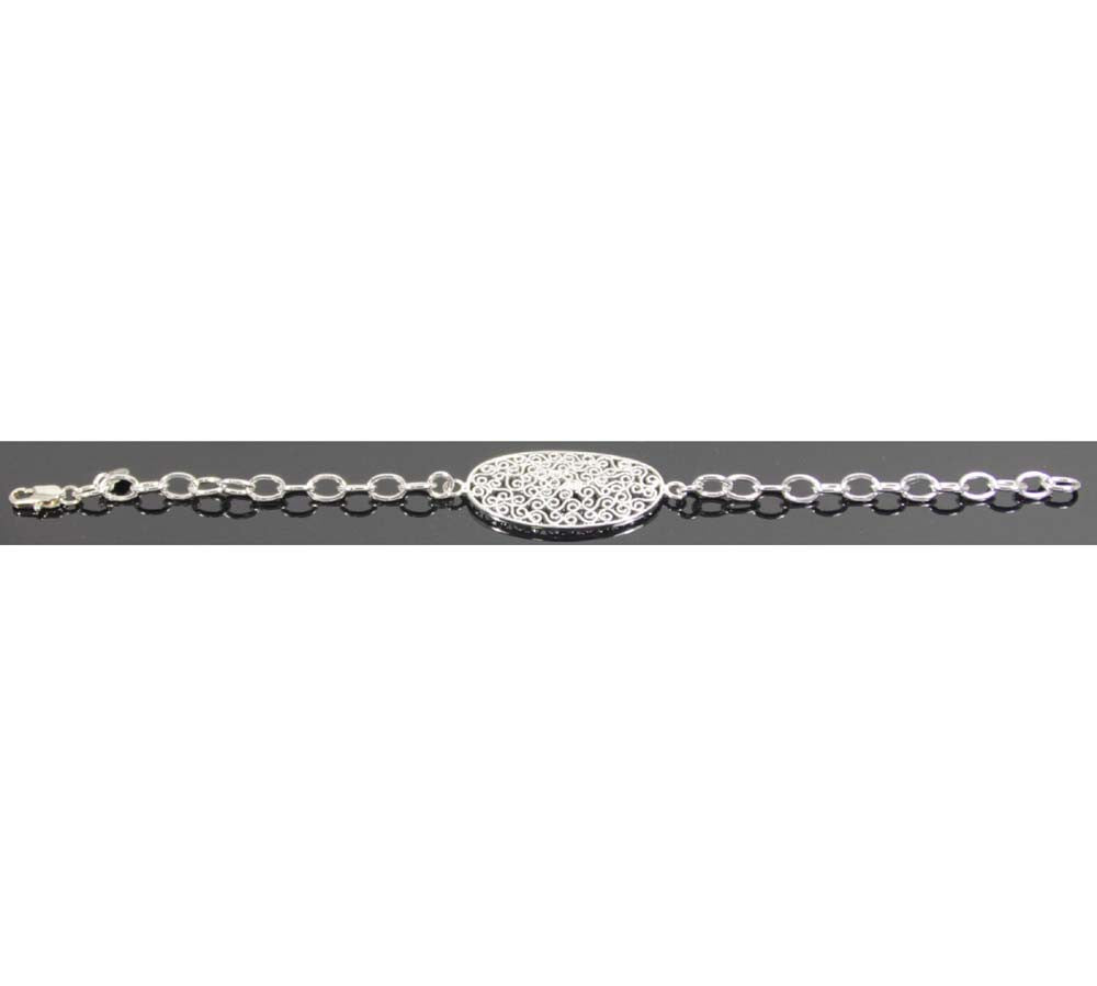 Sterling Silver Bracelet Filigree Oval