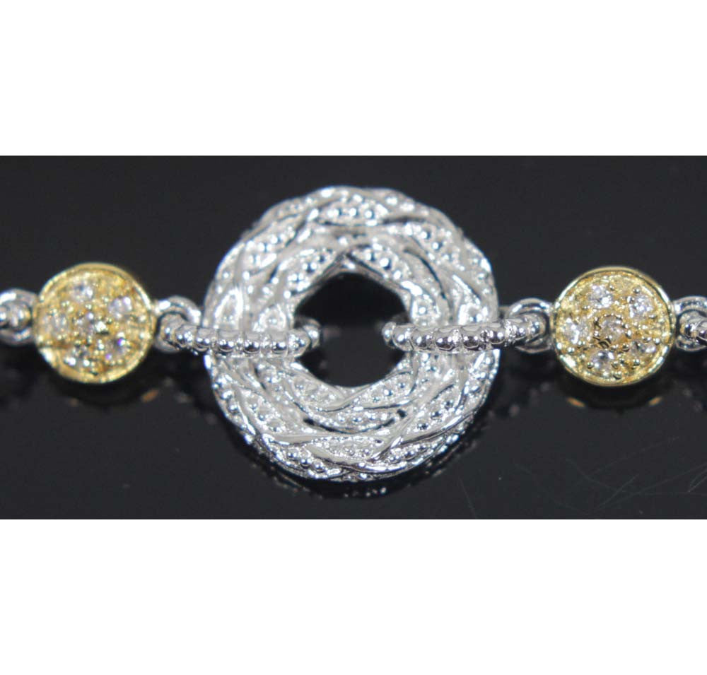 Sterling Silver Rhodium Circles Bracelet 7"