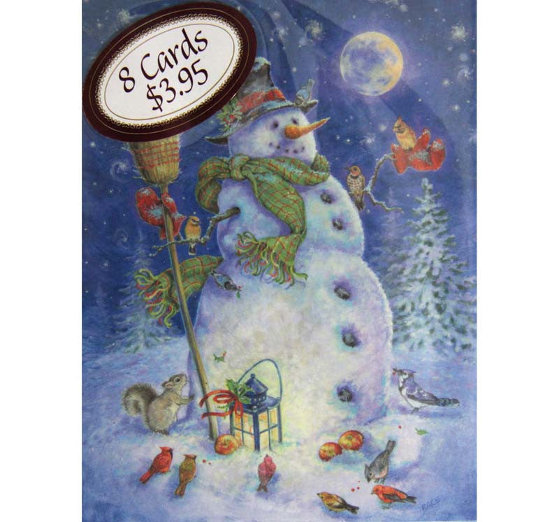 Christmas Cards, Snowman in Forest, Package of 8