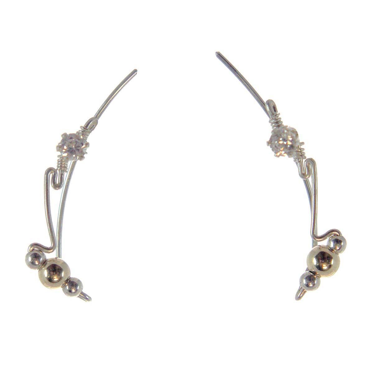 Ear Vine, Silver & Gold with Cubic Zirconia