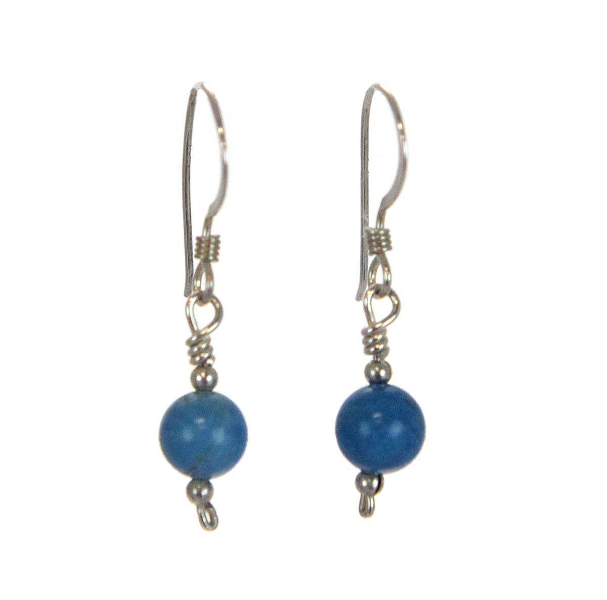 Turquoise Bead Earrings Sterling Silver