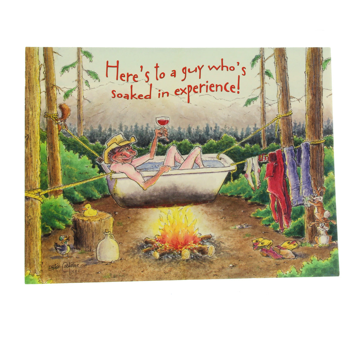 Birthday Card: Here's to a guy who's soaked in experience! (image of Tub)