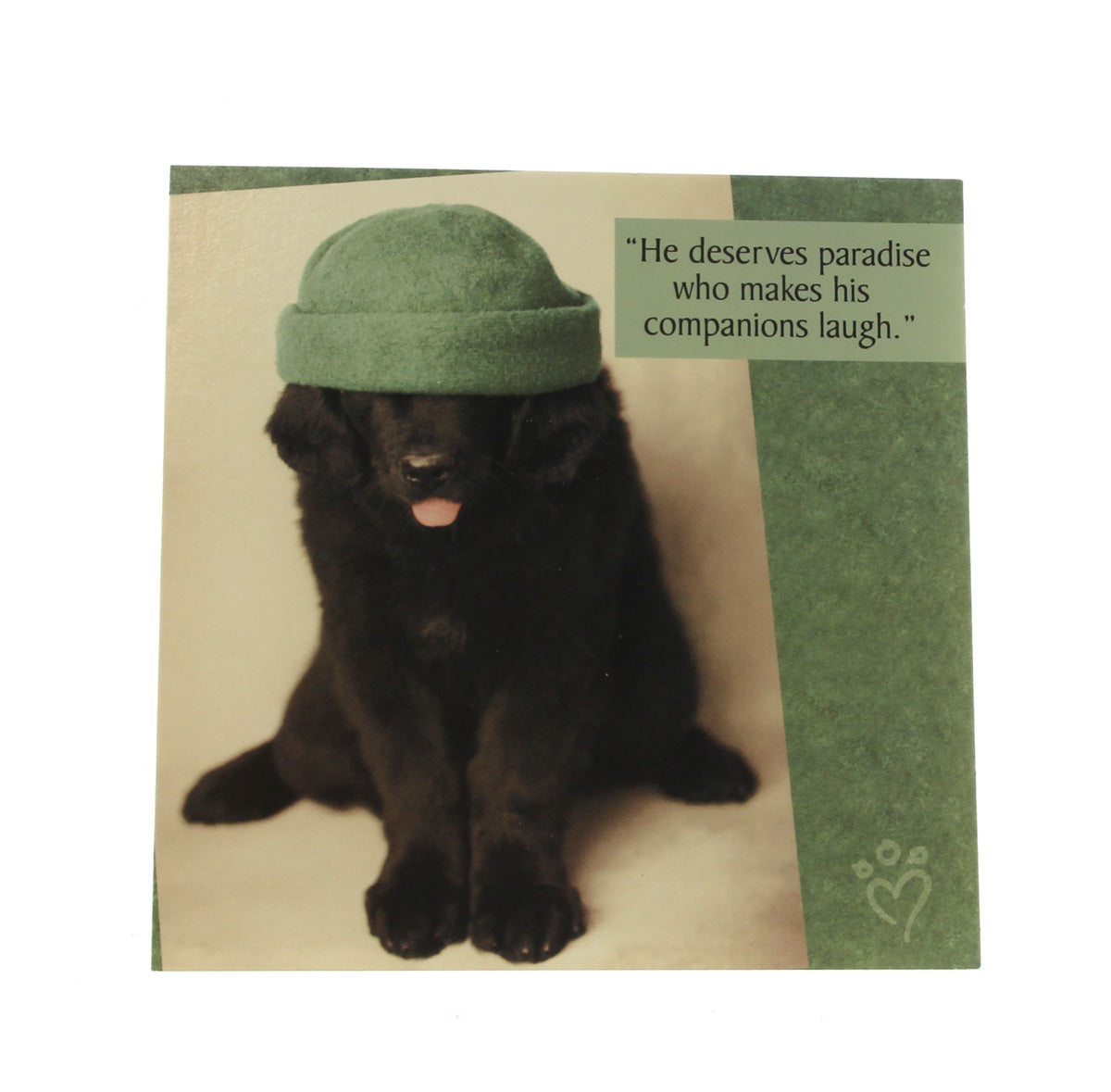 Friendship Card Qubes: "He deserves paradise... (image of Dog with hat)