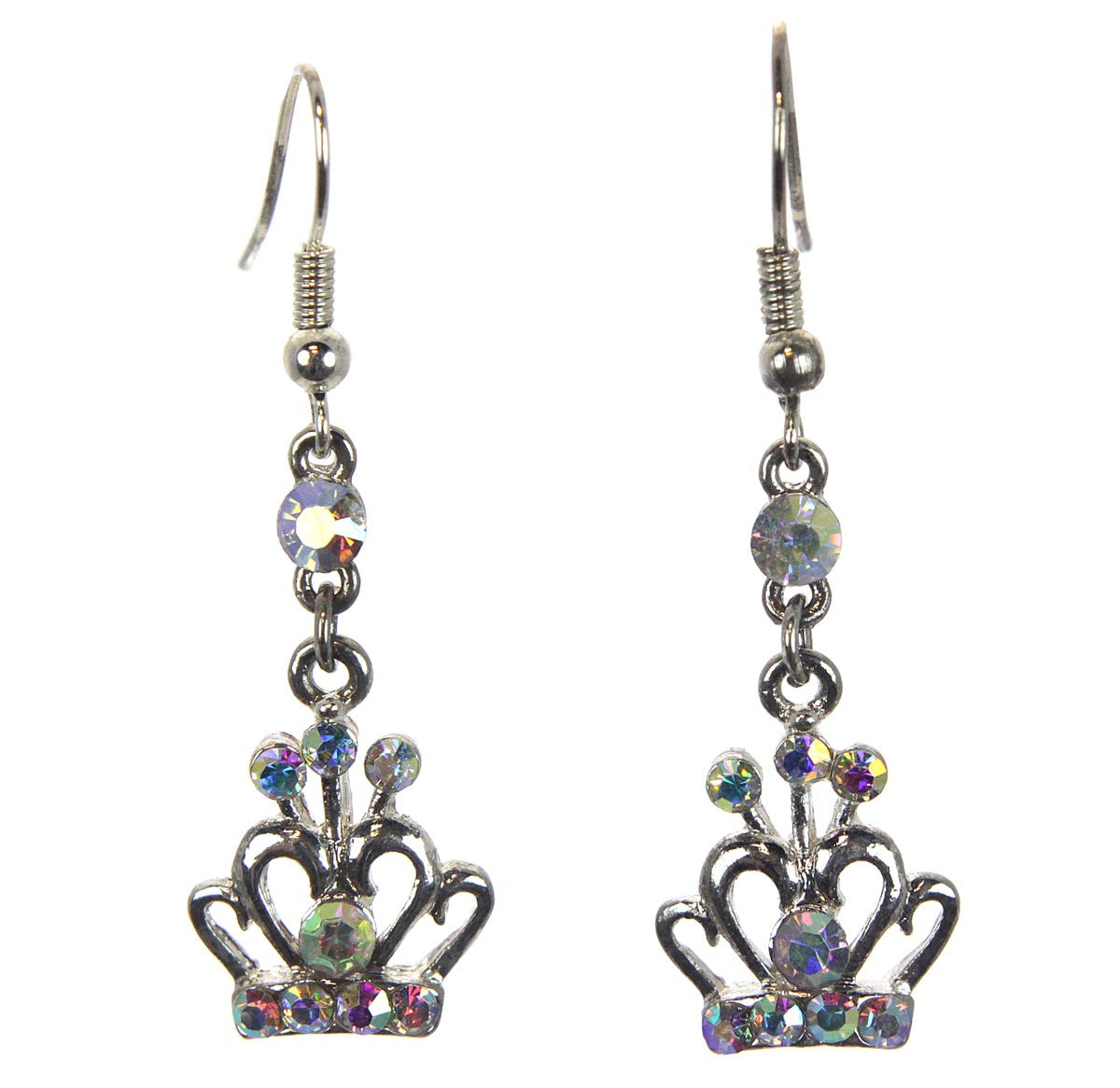 Crown Earrings with  Aurora Borealis Crystals