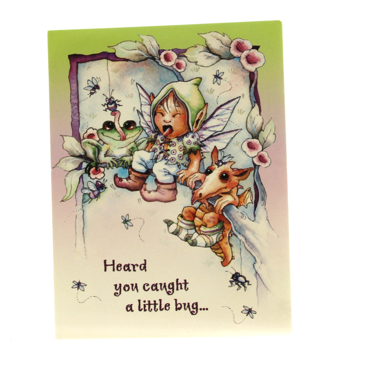 Notions Get Well Card: Heard you caught a little bug....