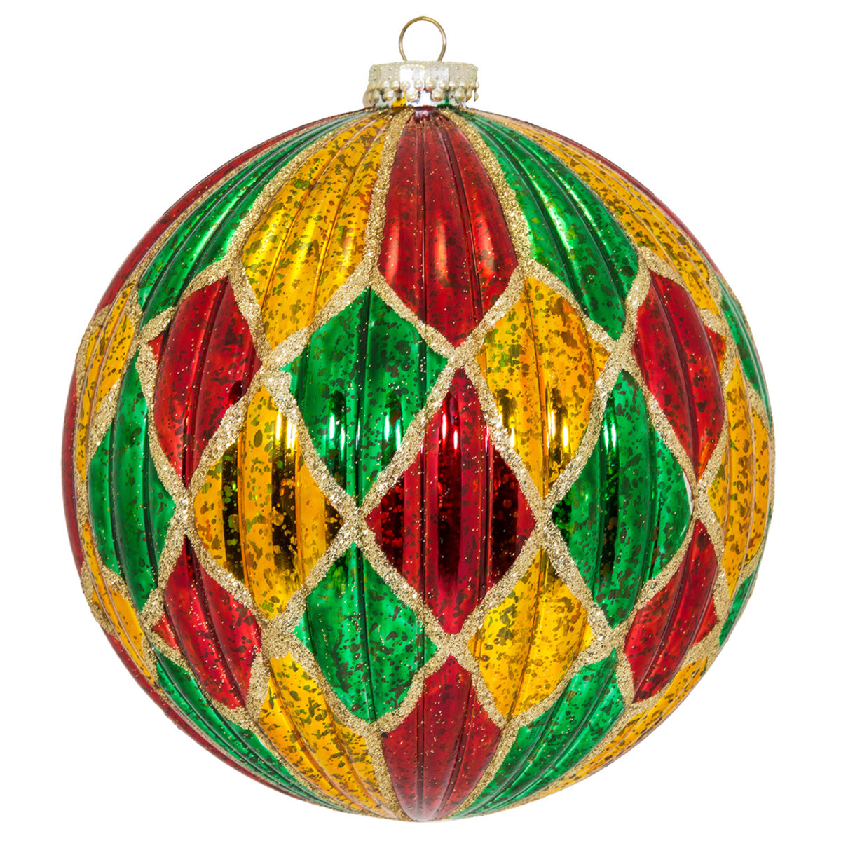 Red/Green/Gold Diamond Pattern Ball 6"