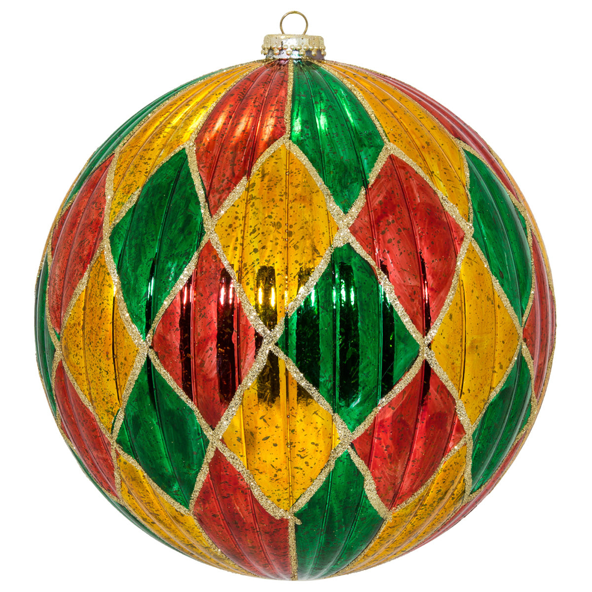 Red/Green/Gold Diamond Pattern Ball 8"