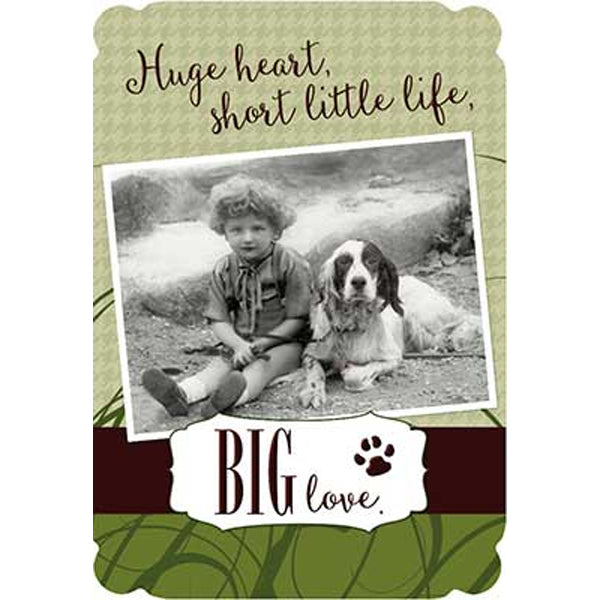 Pet Sympathy Card: "Huge heart, short little life, big love...", (dog)