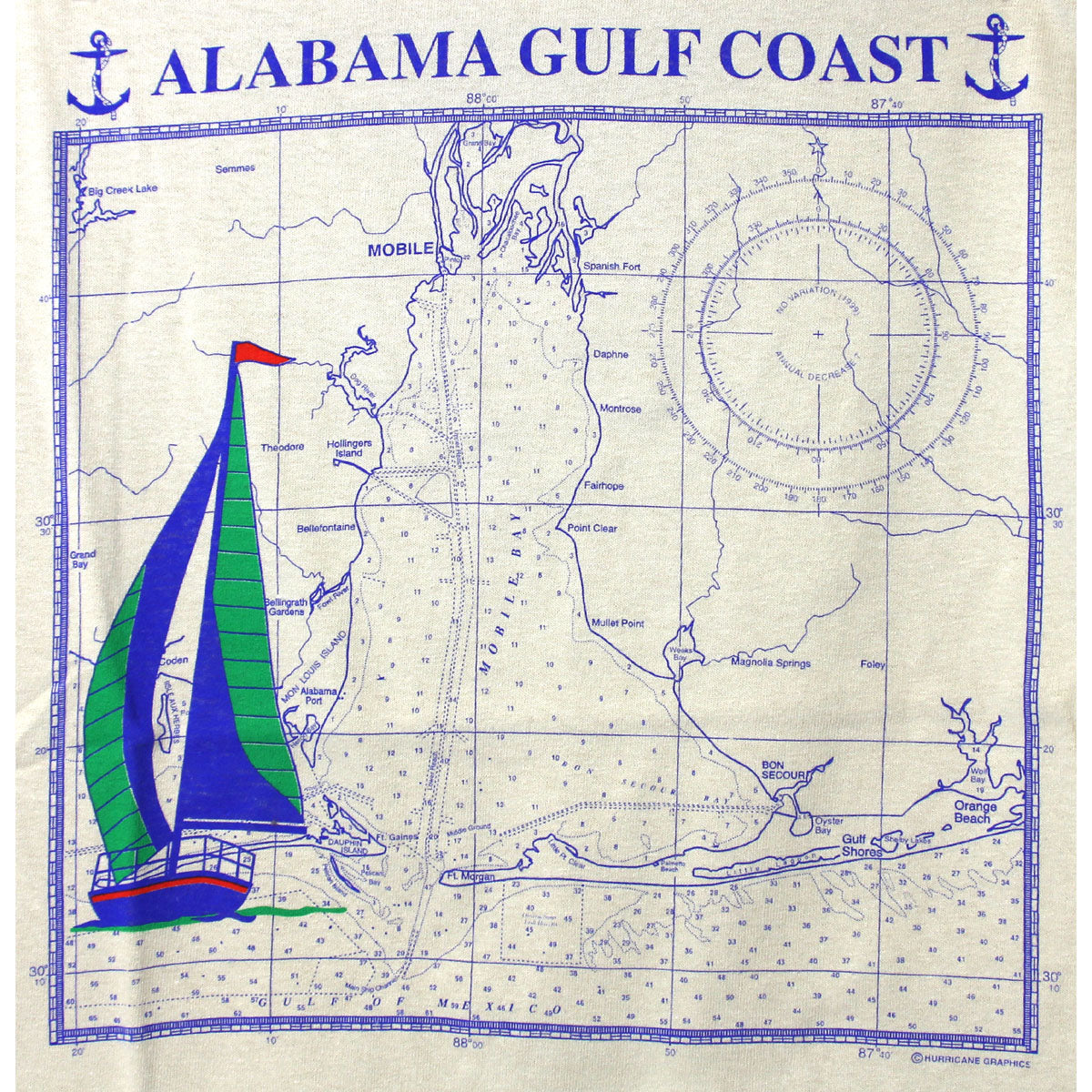Alabama Bay Map T-Shirt