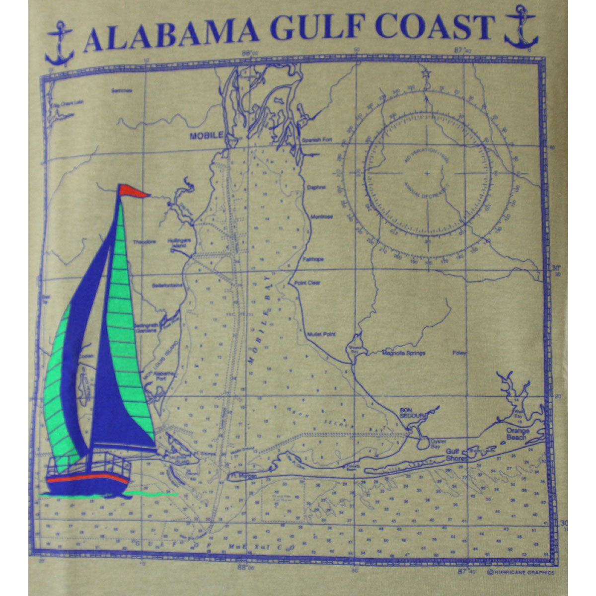 Alabama Bay Map T-Shirt