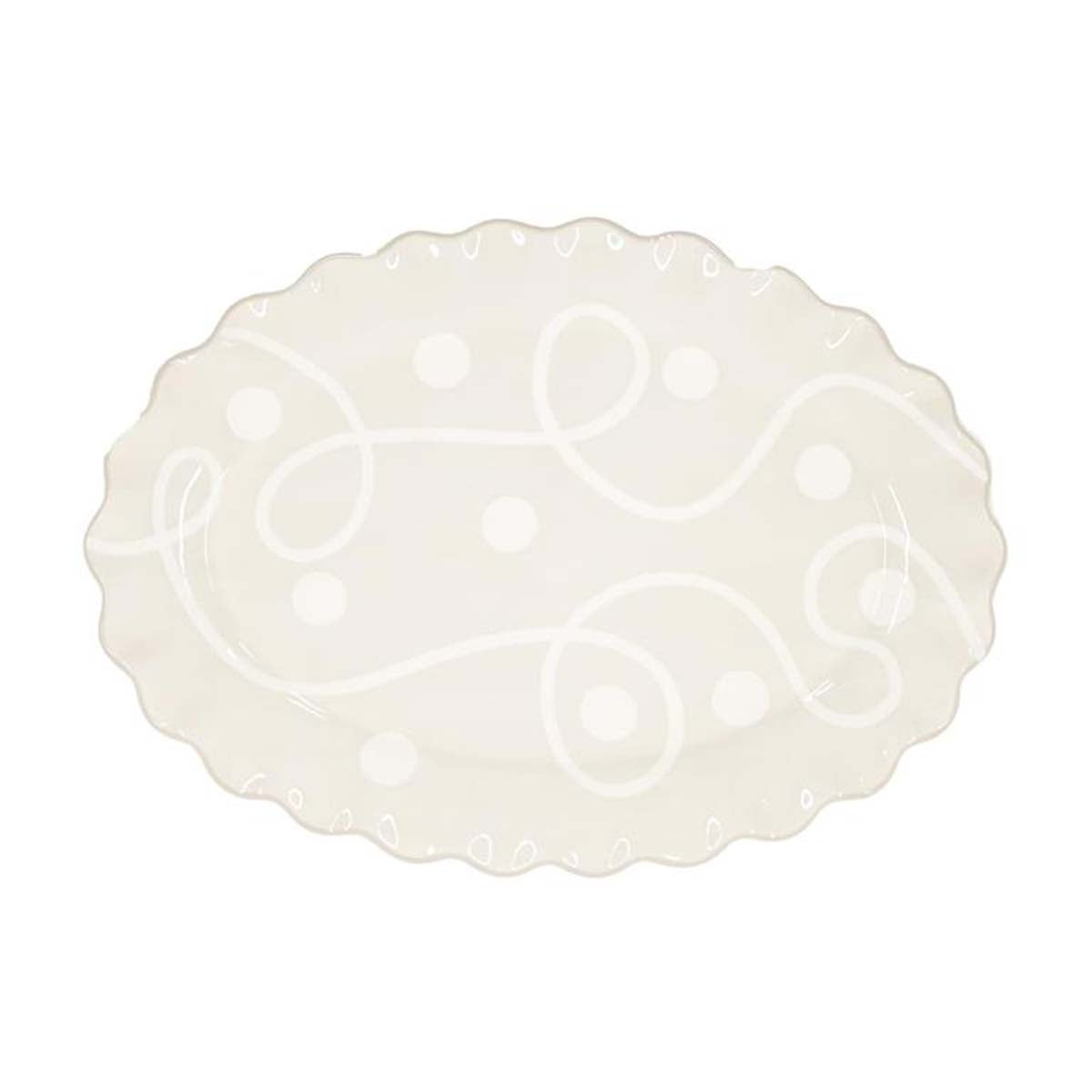 Taupe White Oval Platter