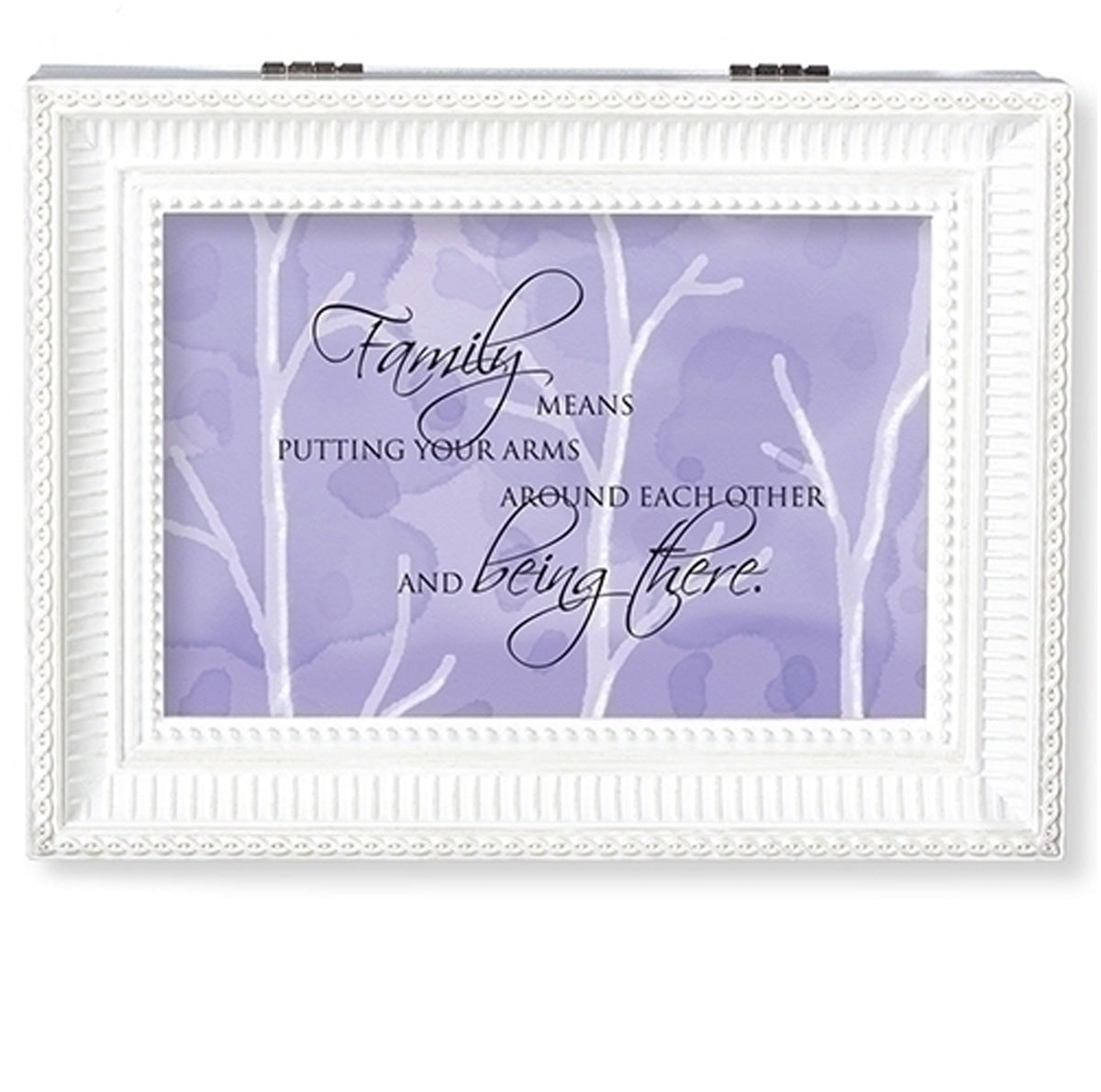 "Family means....Being There" White Large Music Jewelry Box