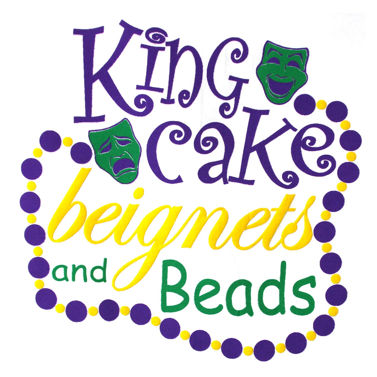 King Cake beignets and Beads T-Shirt Youth, Mardi Gras