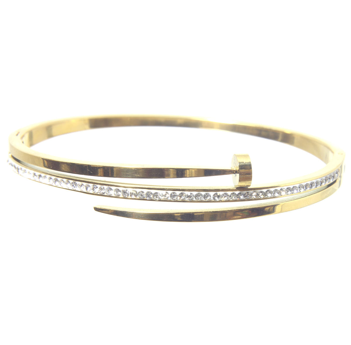 Bangle Bracelet, Gold or Silver, with Rhinestones