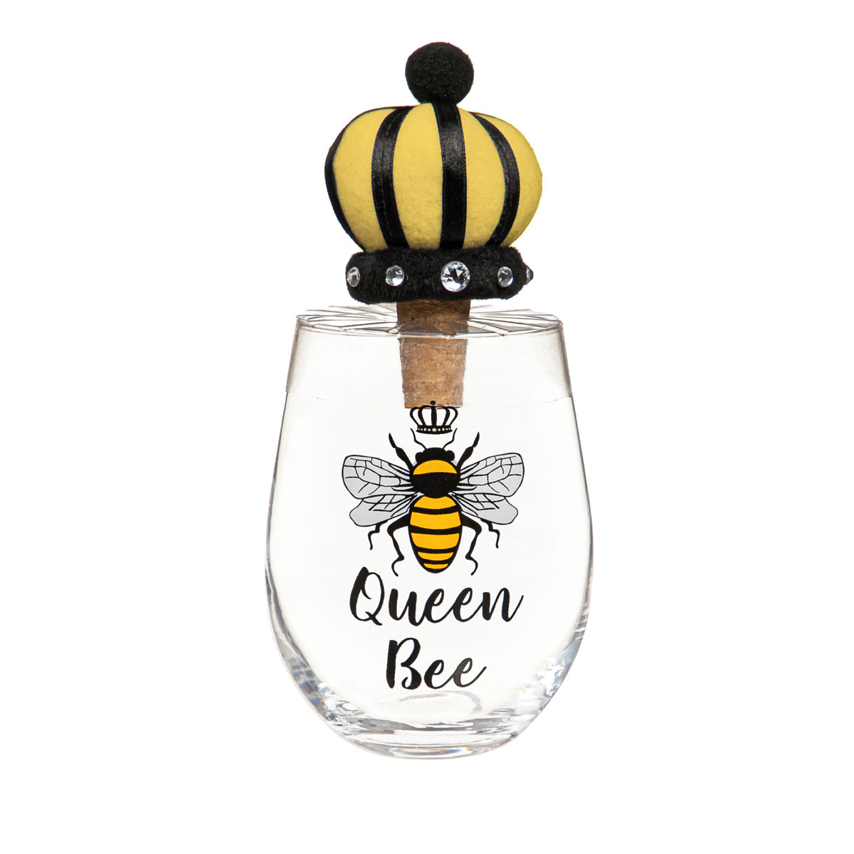 Stemless Glass with Crown Stopper, Queen Bee, Gift Set