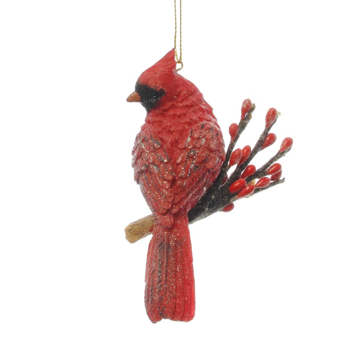 Cardinal on a Branch Ornament 4.5"H