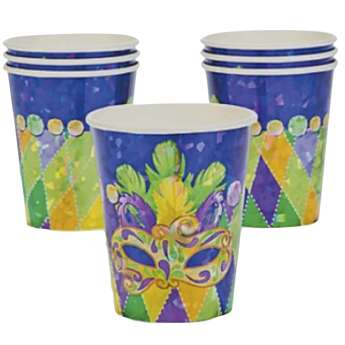 Prismatic Mardi Gras Paper Cups