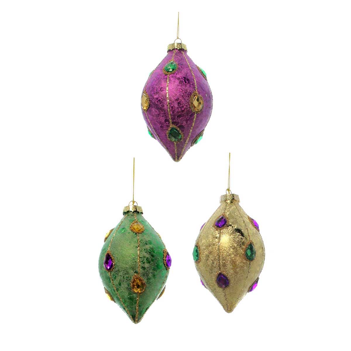 Mardi Gras Foil Oval Ornaments with Jewels