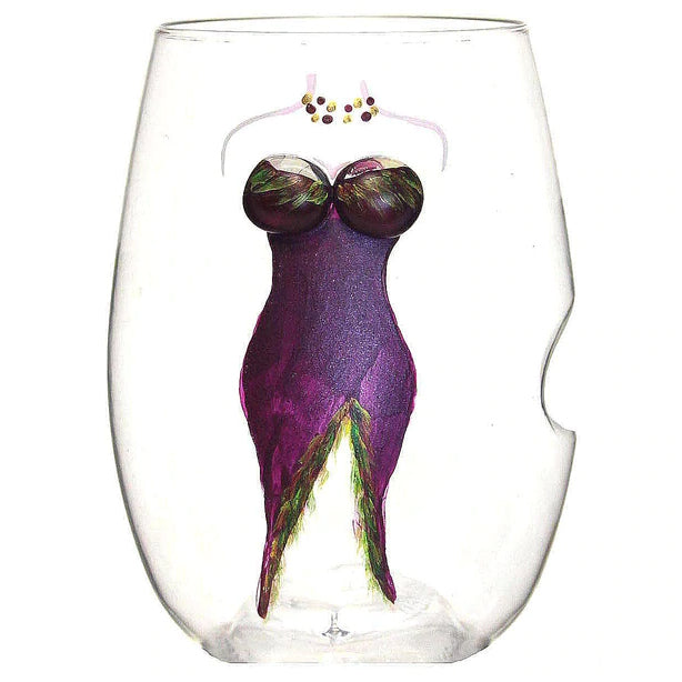 Stemless Wine Boobie Glass Purple