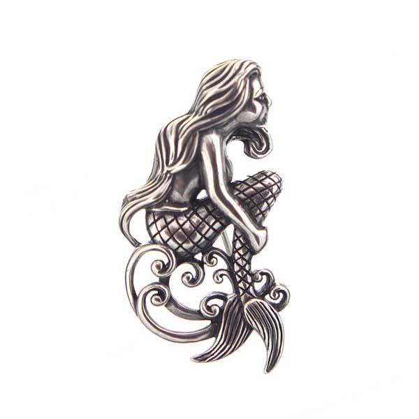 Mermaid Pin/Pendant, Sterling Silver