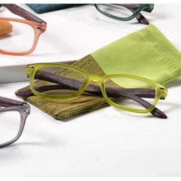 '+2.50 Spring Hinge Glasses with Case-Green